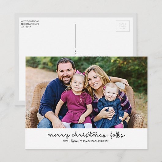 スクリプカジュアルトクリスマスホリデー葉書 シーズンポストカード (正面/裏面)