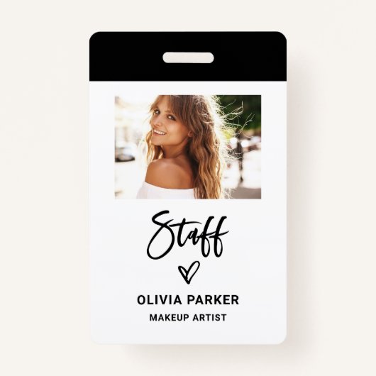 スクリプカジュアルトスタッフ | 写真と手書きハート バッジ (正面)