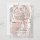 スクリプカジュアルトバラ金ゴールド2枚フォト卒業パーティー 招待状 (裏面)