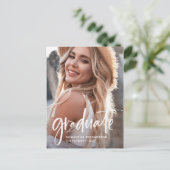 スクリプカジュアルト白 |写真卒業パーティー2名 インビテーションポストカード (スタンド正面)