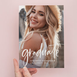 スクリプカジュアルト白 |写真卒業パーティー2名 インビテーションポストカード