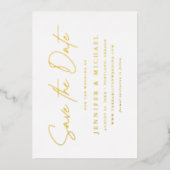 スクリプカジュアルト結婚式の日付の保存 箔招待状 (正面)