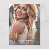 スクリプカジュアルト金ゴールド |写真卒業パーティー2名 インビテーションポストカード (正面)