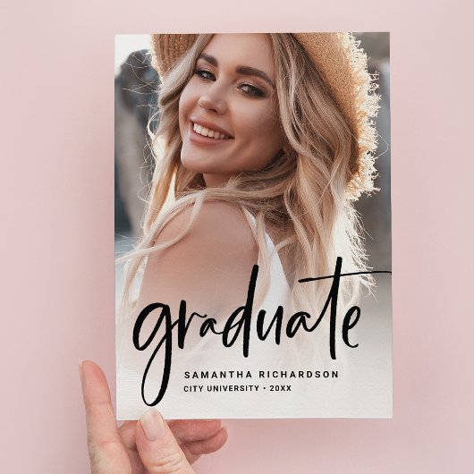 スクリプカジュアルト黒 |写真卒業パーティー2名 インビテーションポストカード