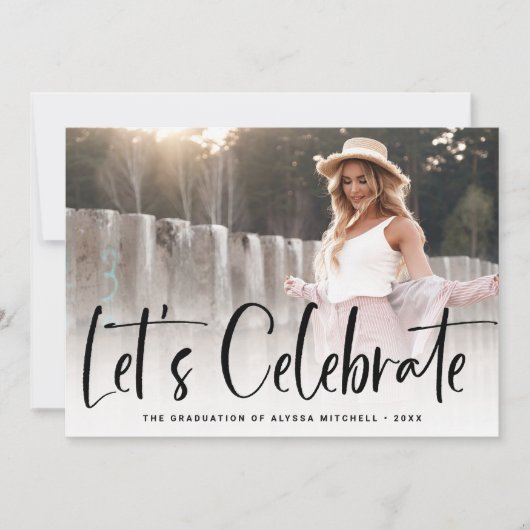 スクリプカジュアルト黒 |写真卒業パーティー2名 招待状 (正面)