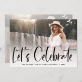 スクリプカジュアルト黒 |写真卒業パーティー2名 招待状 (正面/裏面)