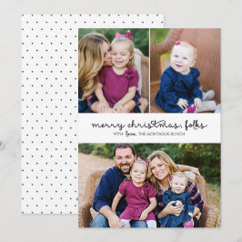 スクリプカジュアルト3フォトクリスマスホリデーフラットカード シーズンカード