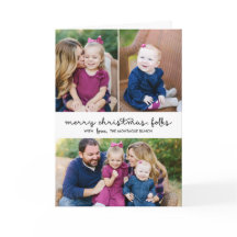 スクリプカジュアルト3フォトホリデー折り畳みグリーティングカード