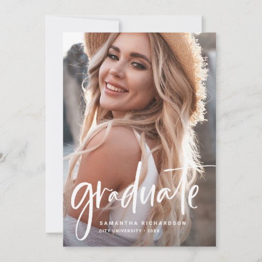 スクリプカジュアルト| 2枚の写真卒業パーティー 招待状 (正面)