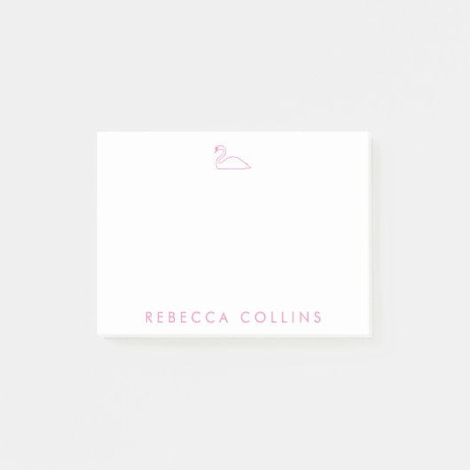 スクリプカスタマイズト名，白鳥，ピンク ポストイット (正面)