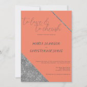 スクリプクラシックト銀グリッターオレンジグラ結婚ム 招待状 (正面)