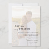 スクリプコンテンポラリートモダンフォトQRコードRSVP 招待状 (正面)