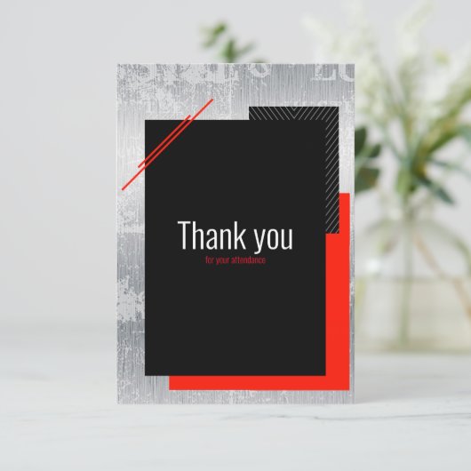 スクリプシンプルトの赤い黒のグレーと白のストライプ サンキューカード (スタンド正面)