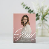 スクリプシンプルトエレガントグラッドワンフォト卒業 ポストカード (スタンド正面)
