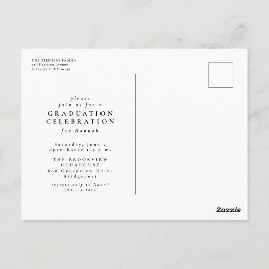 スクリプシンプルトエレガントグラッドワンフォト卒業 ポストカード (裏面)