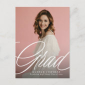 スクリプシンプルトエレガントグラッドワンフォト卒業 ポストカード (正面)