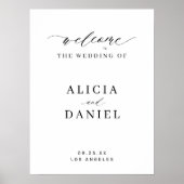 スクリプシンプルトエレガントホワイト結婚のウェルカムサイン ポスター (正面)