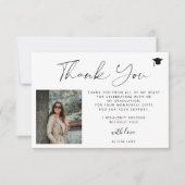 スクリプシンプルトエレガント2枚の写真の卒業 サンキューカード (正面)