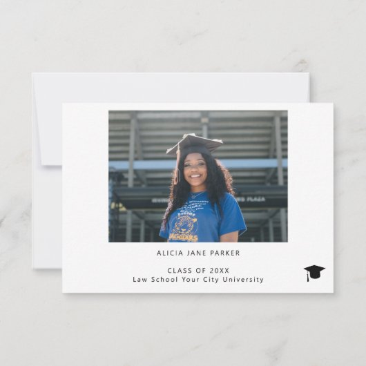 スクリプシンプルトエレガント2枚の写真の卒業 サンキューカード (裏面)