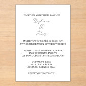 スクリプシンプルトミニマル白黒エレガント結婚の アクリル招待状 (正面)