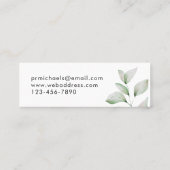 スクリプシンプルト付き葉ボタニカルかわいらし スキニー名刺 (裏面)