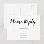 スクリプシンプルト結婚式rsvpポストカード インビテーションポストカード (正面/裏面)