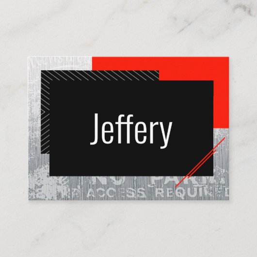 スクリプシンプルト,黒,グレー,白ストライプ文字 プレイスカード (正面)