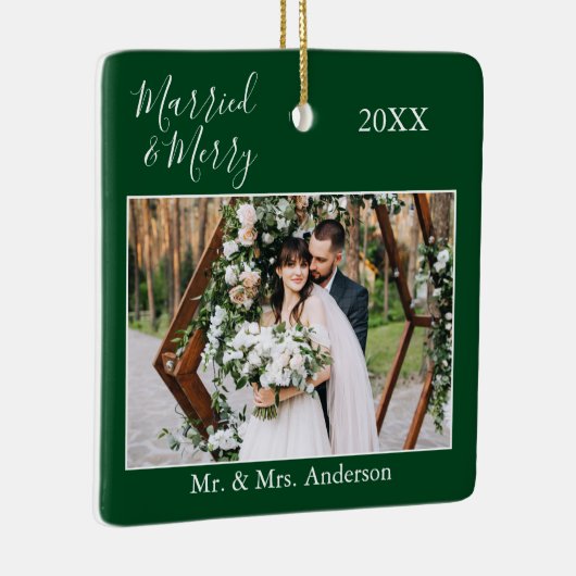 スクリプスタイリッシュトとメリーの結婚緑 セラミックオーナメント (右)