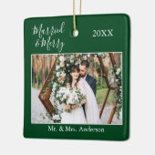 スクリプスタイリッシュトとメリーの結婚緑 セラミックオーナメント (左)