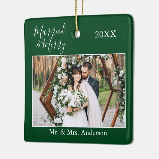 スクリプスタイリッシュトとメリーの結婚緑 セラミックオーナメント (左)