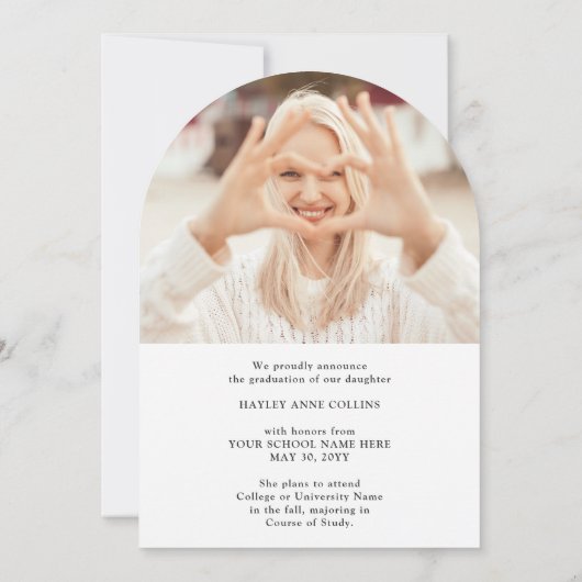 スクリプスタイリッシュトと写真の卒業発表 招待状 (裏面)