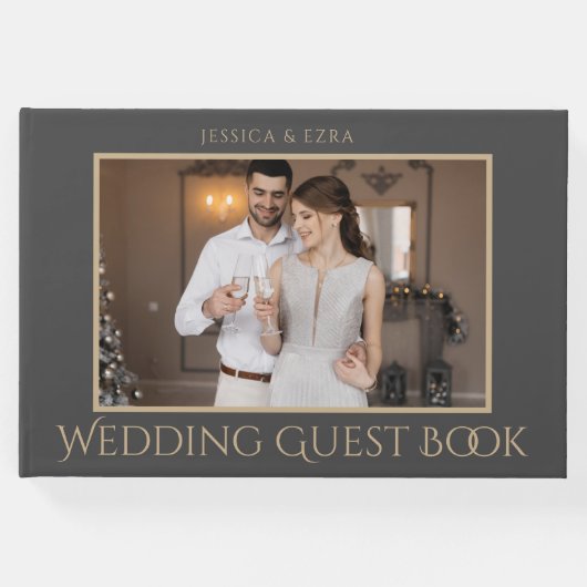 スクリプスタイリッシュトのダークグレーと金ゴールド |写真 ゲストブック (正面)