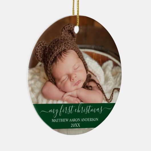 スクリプスタイリッシュトのマイ初めてのクリスマスベビー緑 セラミックオーナメント (右)