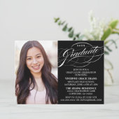 スクリプスタイリッシュトエレガント卒業パーティの招待状 招待状 (スタンド正面)