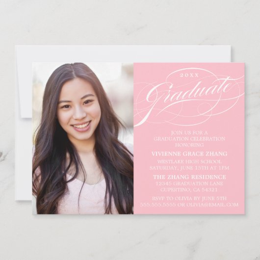 スクリプスタイリッシュトエレガント卒業パーティの招待状 招待状 (正面)