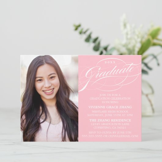 スクリプスタイリッシュトエレガント卒業パーティの招待状 招待状 (スタンド正面)