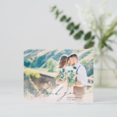 スクリプスタイリッシュトカスタムの写真結婚の感謝 ポストカード (スタンド正面)