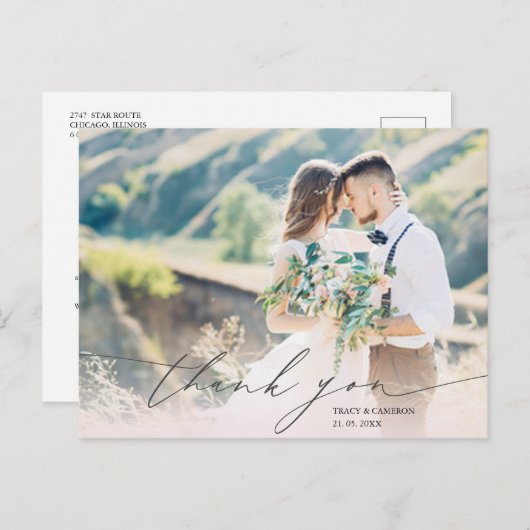 スクリプスタイリッシュトカスタムの写真結婚の感謝 ポストカード (正面/裏面)