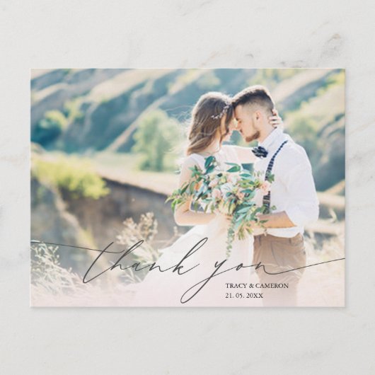 スクリプスタイリッシュトカスタムの写真結婚の感謝 ポストカード (正面)