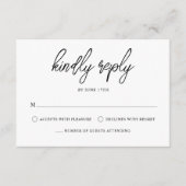 スクリプスタイリッシュトコンテンポラリー白黒結婚の 出欠カード (正面)