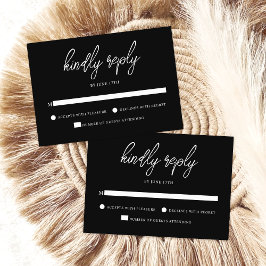 スクリプスタイリッシュトコンテンポラリー白黒結婚の 出欠カード