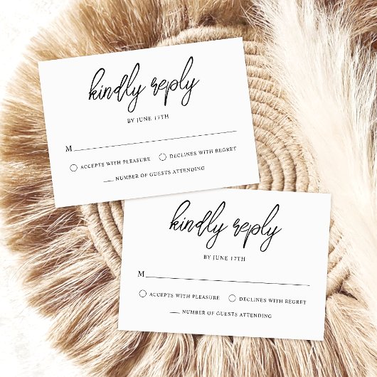 スクリプスタイリッシュトコンテンポラリー白黒結婚の 出欠カード