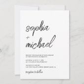 スクリプスタイリッシュトコンテンポラリー白黒結婚の 招待状 (正面)