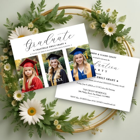 スクリプスタイリッシュトタイポグラフィ3写真タイムライン 招待状