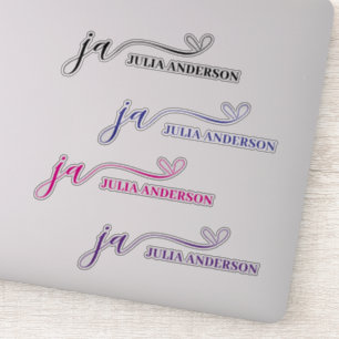 スクリプスタイリッシュトフォントモノグラムカラフル シール