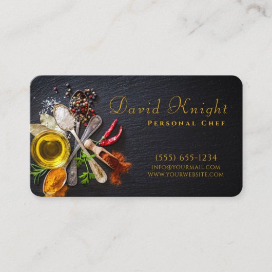スクリプスタイリッシュトフードスパイスパーソナルシェフケータリング 名刺 (正面)