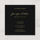 スクリプスタイリッシュトブラック金ゴールドトレンディーグラモールラグジュアリー スクエア名刺 (裏面)