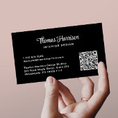 スクリプスタイリッシュトプロフェッショナルQRコードブラック 名刺