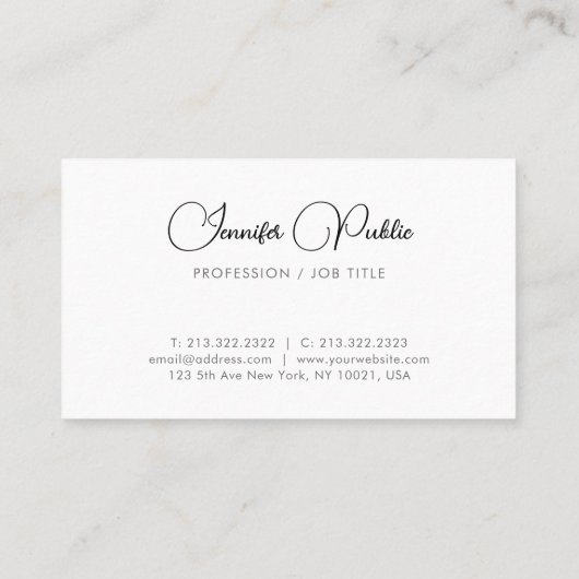 スクリプスタイリッシュトモダンキュートテンプレートホワイト 名刺 (裏面)