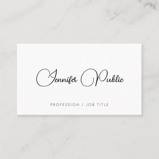 スクリプスタイリッシュトモダンキュートテンプレートホワイト 名刺 (正面)